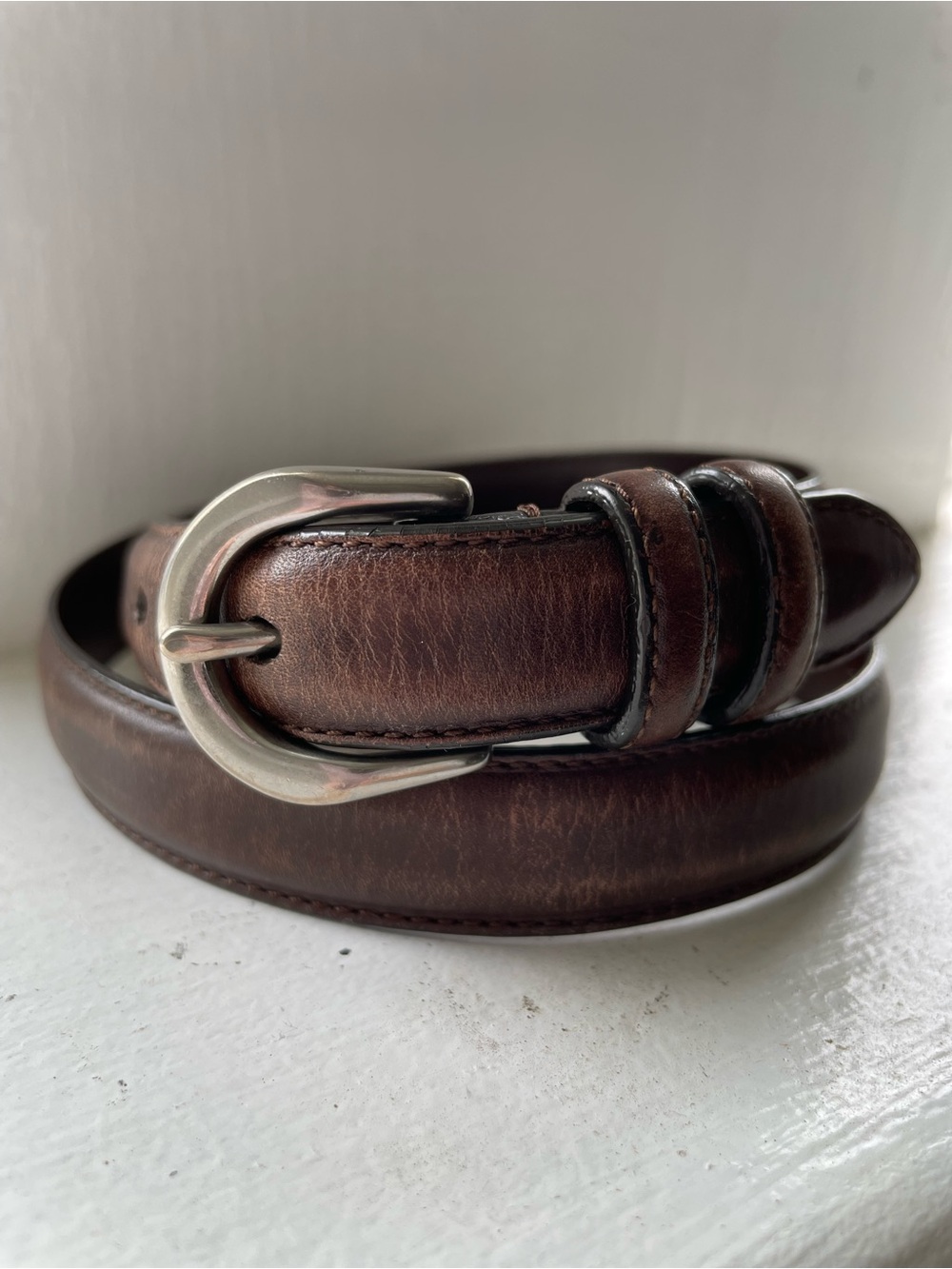 Archival Italian Crafted Coach Calf-Skin Belt Silver-Plated Brass Buckle 8370